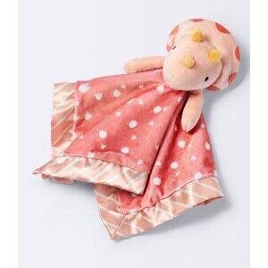 Cloud Island Pink Dinosaur Stripes Satin Security Blanket Lovey Baby Toy New